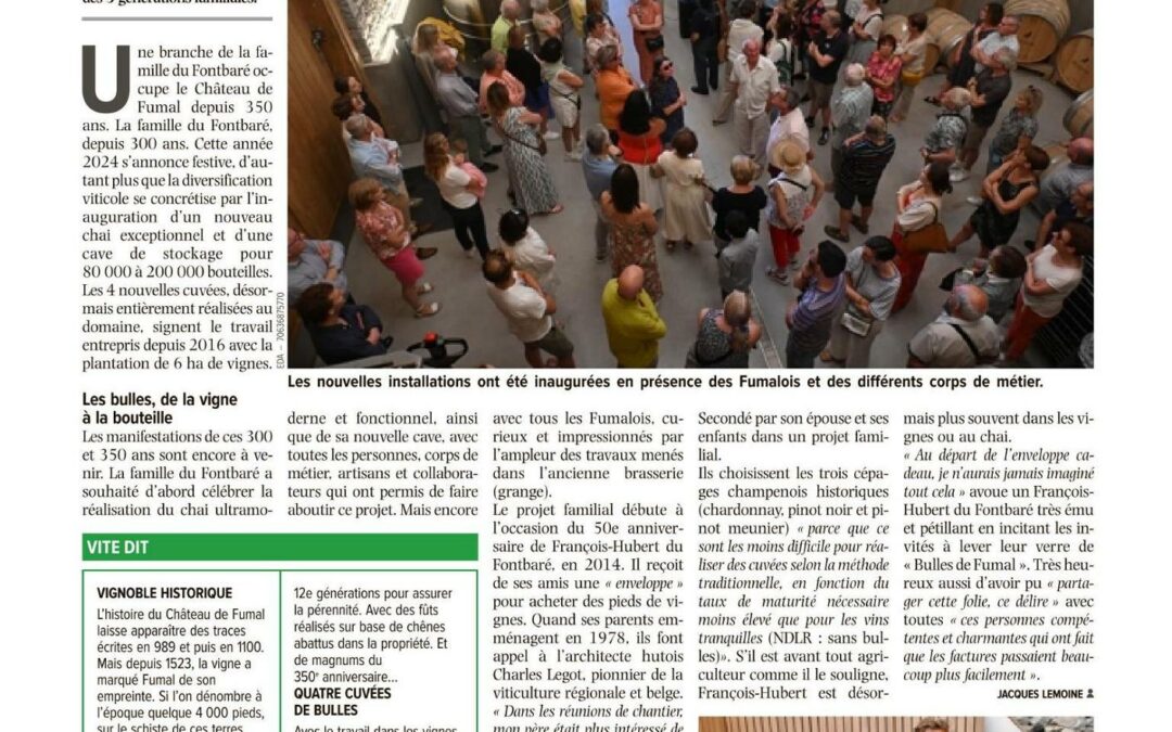 Inauguration du Chai, 350 ans de la famille à Fumal