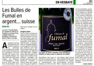 Les Bulles de Fumal en argent … suisse
